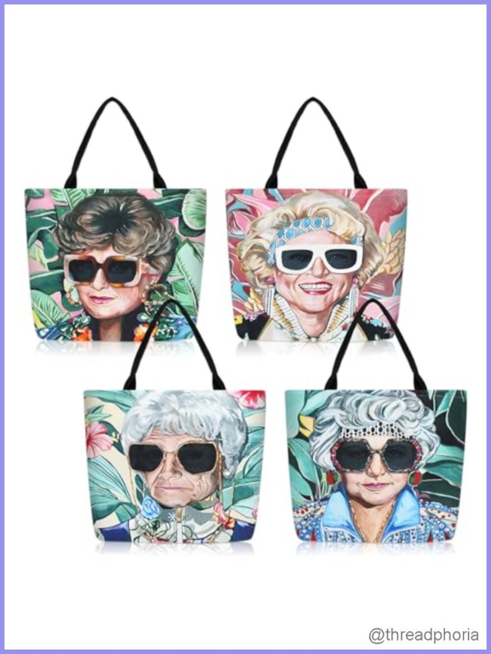 Canvas Tote Bag Set 4 Pack Large Shoulder Bag Satchel